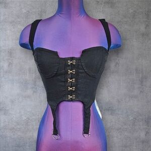NWT Do‎ My Self Black Bondage Corset Bustier Crop Top Size Small Women's J25